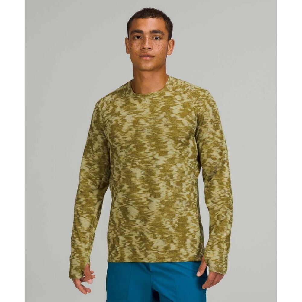 Lululemon Surge Warm Crew Data Rush Mini Jacquard Dew Green Moss Green M $98